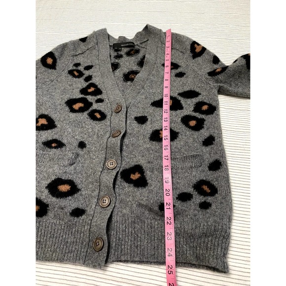 360 Cashmere Gray Leopard Print Cardigan - Picture 5 of 7